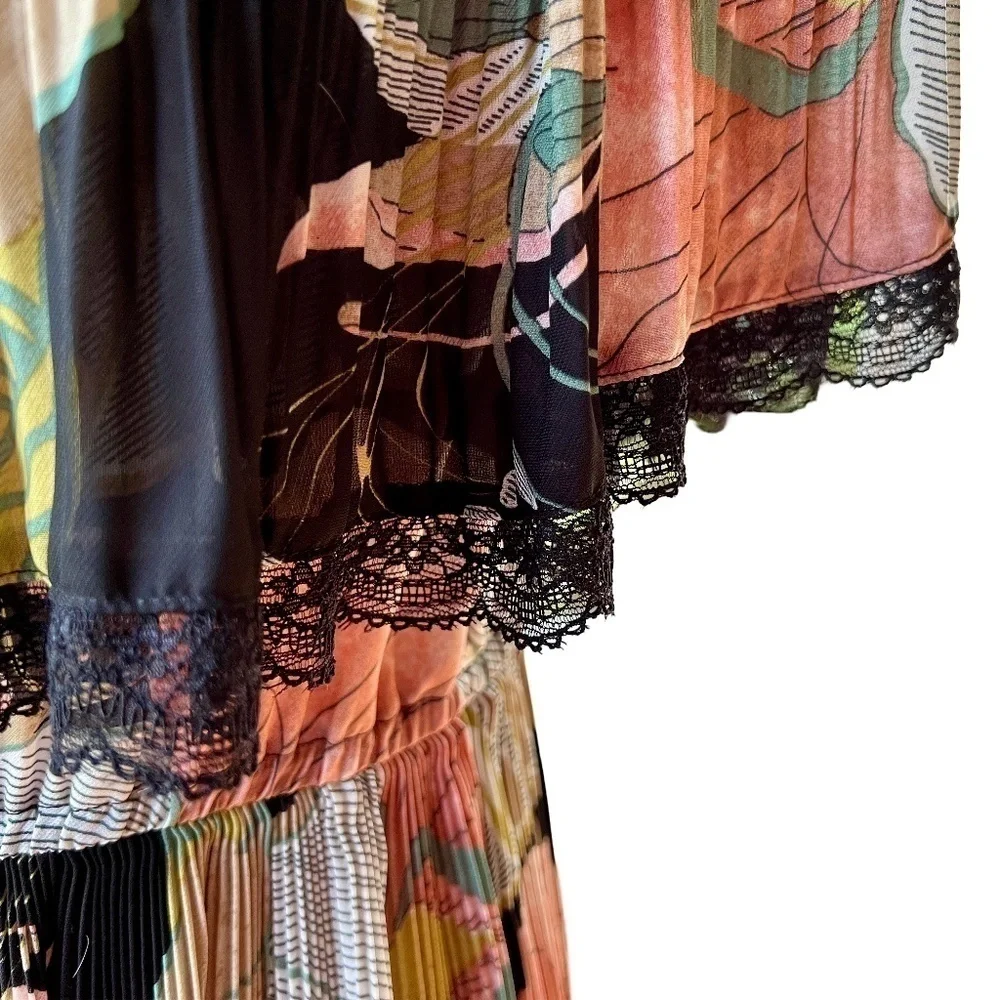 Beulah Style Black Floral Off Shoulder Full Length Maxi Dress Size M/L - Picture 7 of 12